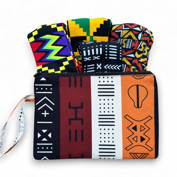 African socks / Afro socks set OHENEBA in pouch - Set of 4 pairs
