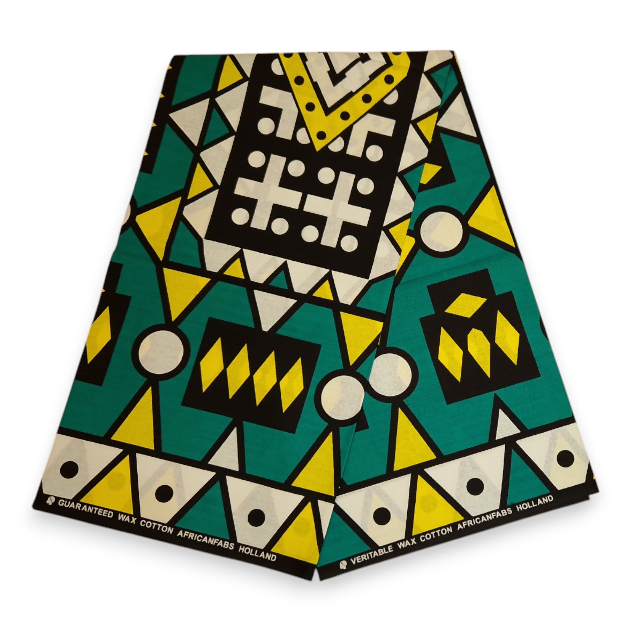 African print fabric - Turquoise Yellow Samakaka / Samacaca (Angola) - 100% cotton