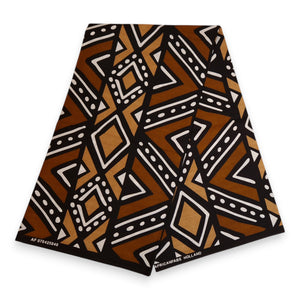 African print fabric - Dark Brown & Black Bogolan - 100% cotton