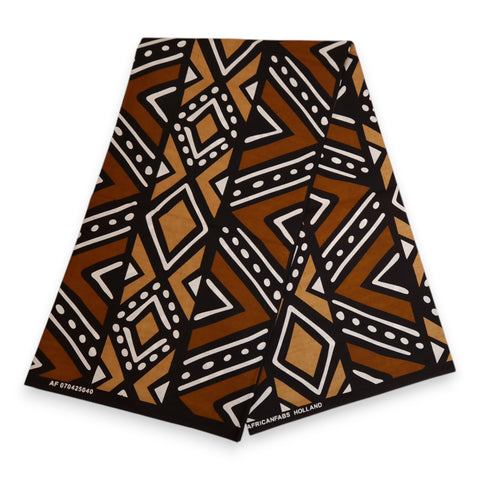 African print fabric - Dark Brown & Black Bogolan - 100% cotton