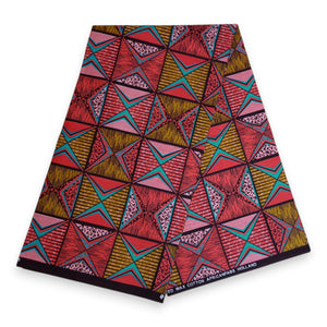 African print fabric - Pink & Olive African Prism - 100% cotton