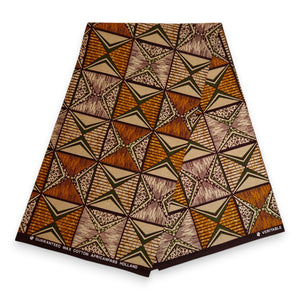 African print fabric - Orange & Olive African Prism - 100% cotton