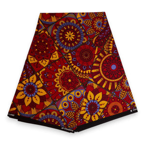 African print fabric - Red & Yellow Mandala Patchwork - 100% cotton