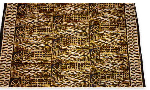 African print fabric - Black Yellow Ndop Cameroon - 100% cotton