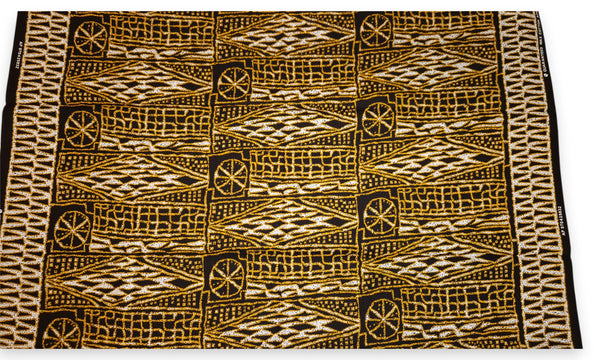 African print fabric - Black Yellow Ndop Cameroon - 100% cotton
