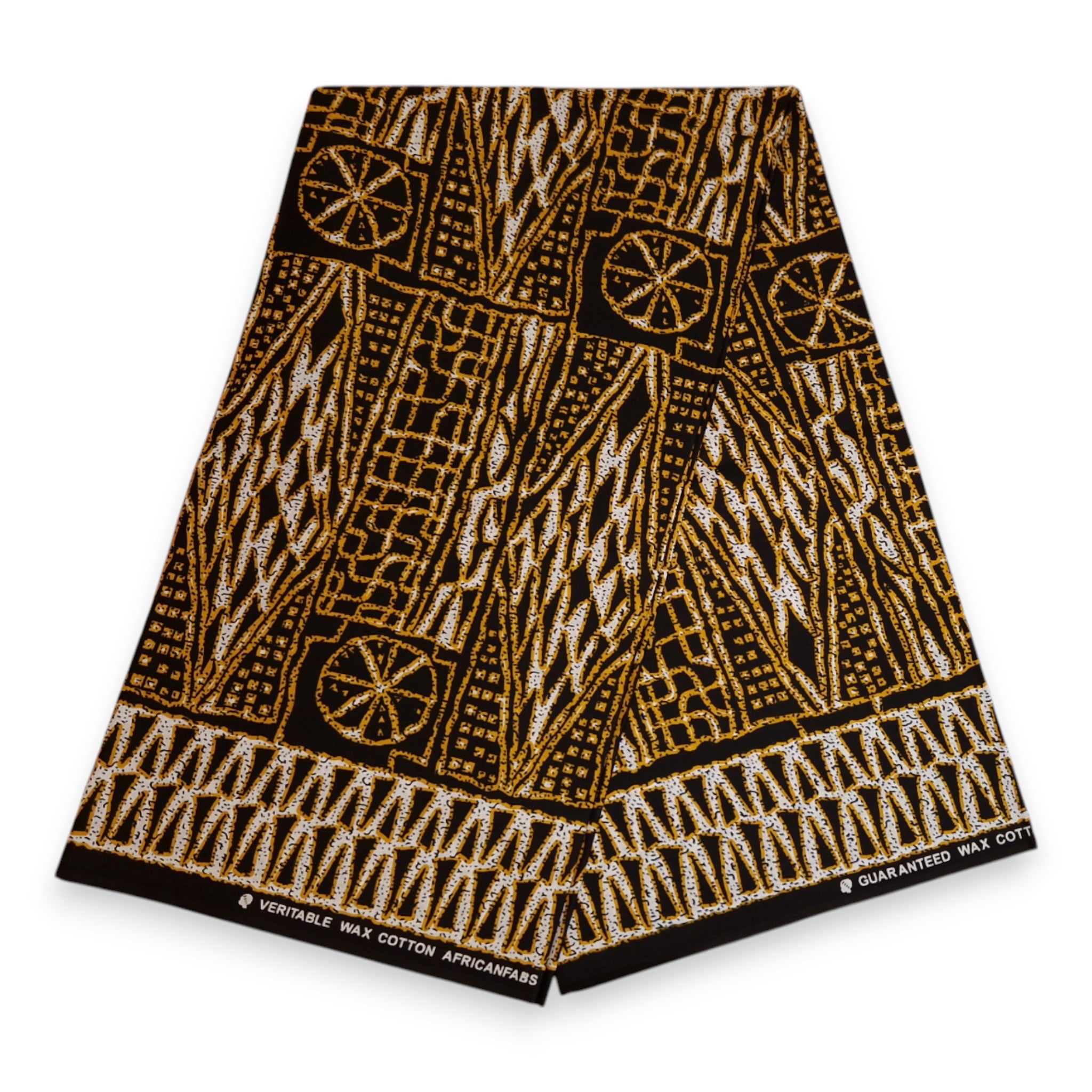 African print fabric - Black Yellow Ndop Cameroon - 100% cotton