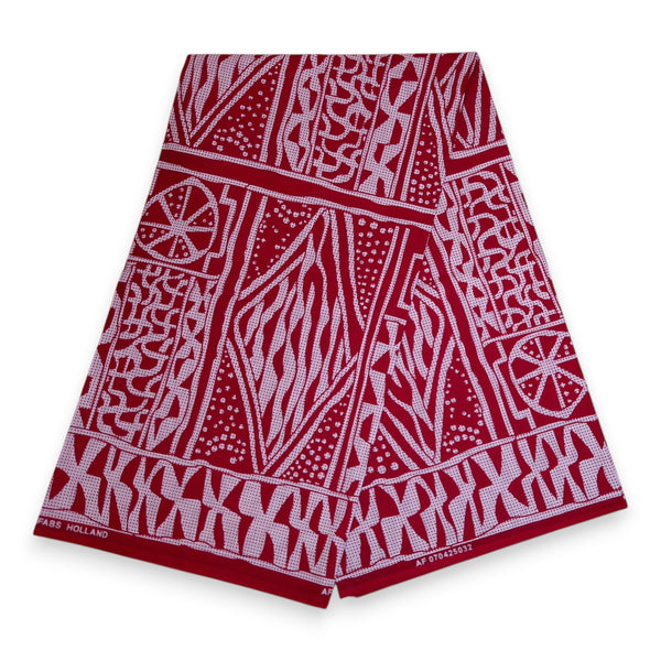 African print fabric - Red Ndop Cameroon - 100% cotton