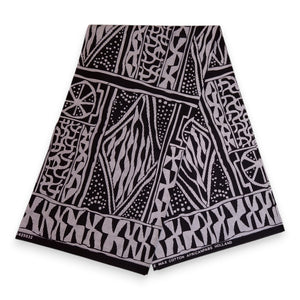African print fabric - Black & White Ndop Cameroon - 100% cotton
