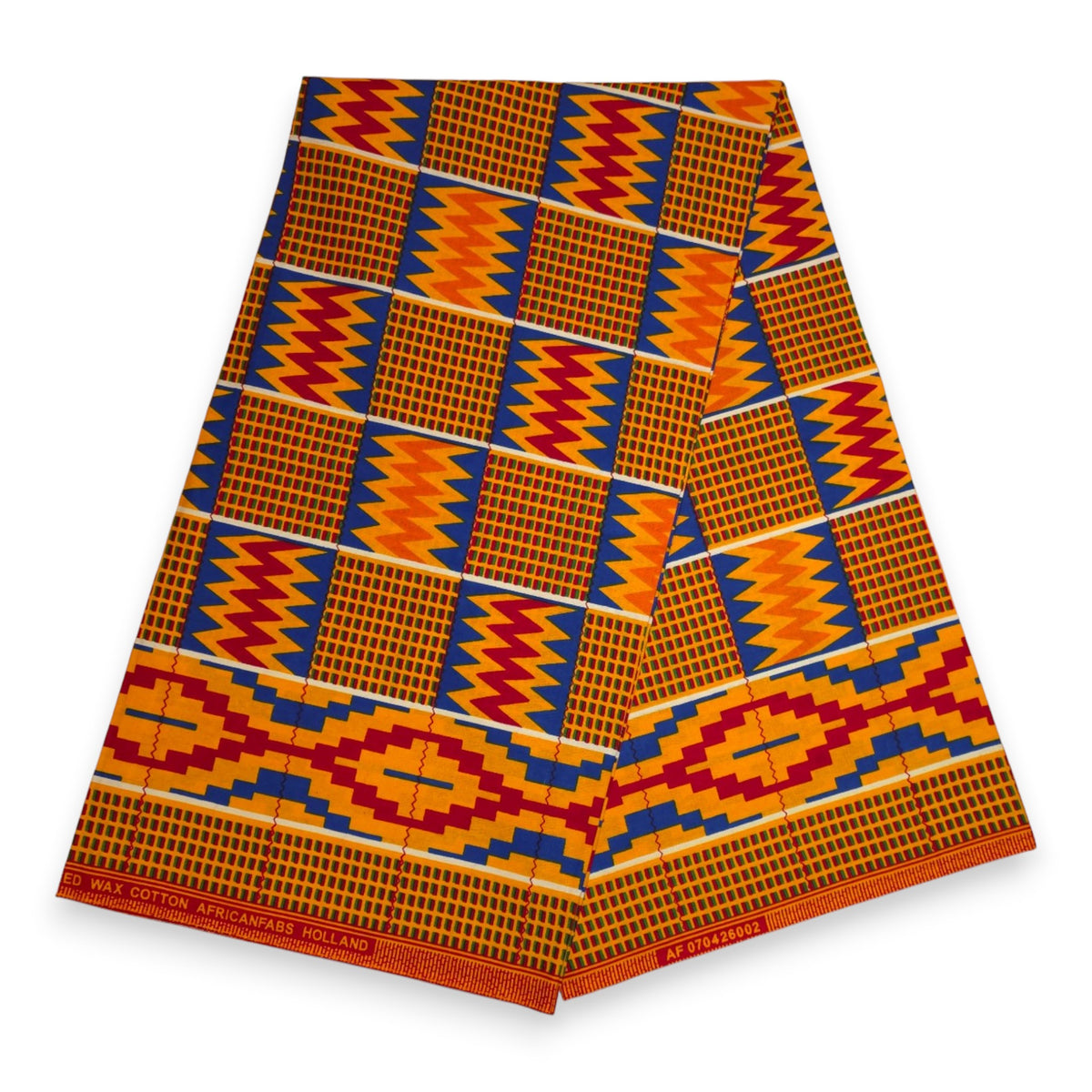 African Wax print fabric - Orange Kente Print Zigzag Ghana - 100% cott ...