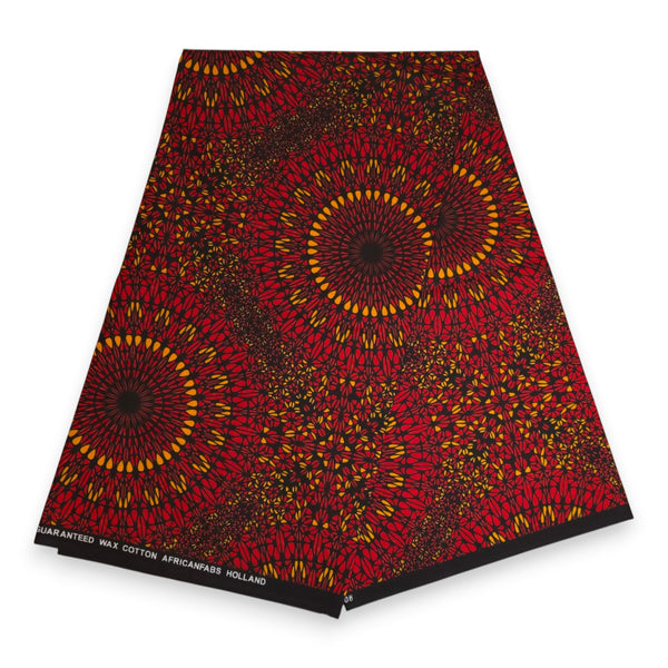 African headwrap - Red Sunfire Bloom