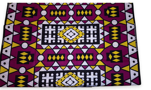 African print fabric - Purple Yellow Samakaka / Samacaca (Angola) - 100% cotton