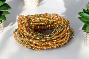 Waist Beads / African Waist Chain - Ẹmu - Gold crystal (elastic)