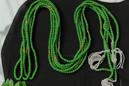 Waist Beads / African Hip Chain - Abele - Green (Traditional non-elastic string)