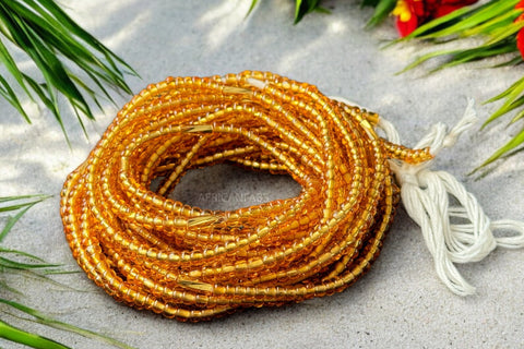 Waist Beads / African Hip Chain - Aburiéki - Gold (Traditional non-elastic string)