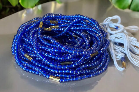 (Important: please read) Waist Beads / African Hip Chain - Blue (Traditional non-elastic string)