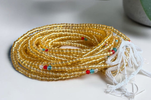 Waist Beads / African Hip Chain - Binbo - Gold (Traditional non-elastic string)