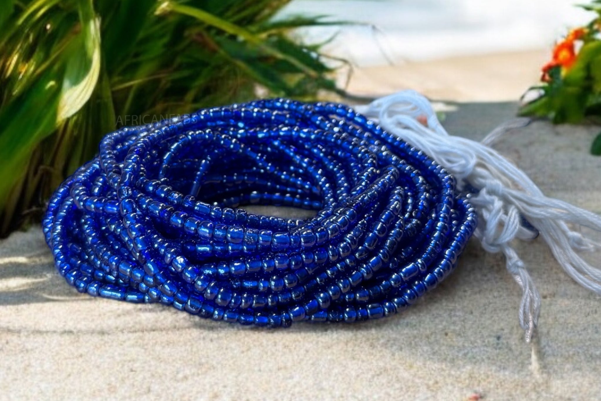 Waist Beads / African Hip Chain - Uyi- Blue (Traditional non-elastic string)