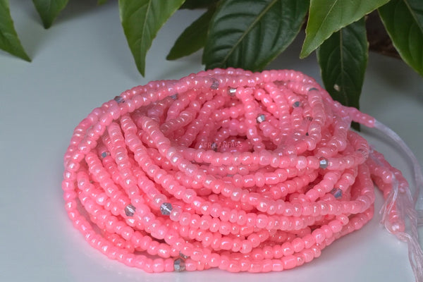 Waist Beads / African Hip Chain - Chim - Pink (Traditional non-elastic string)
