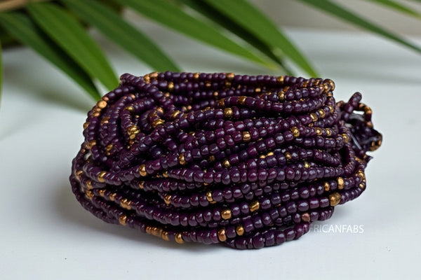 Waist Beads / African Hip Chain - Abol - Purple (Traditional non-elastic string)