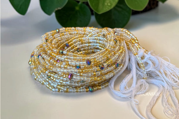 Waist Beads / African Hip Chain - Gold Adaora (Traditional non-elastic string)
