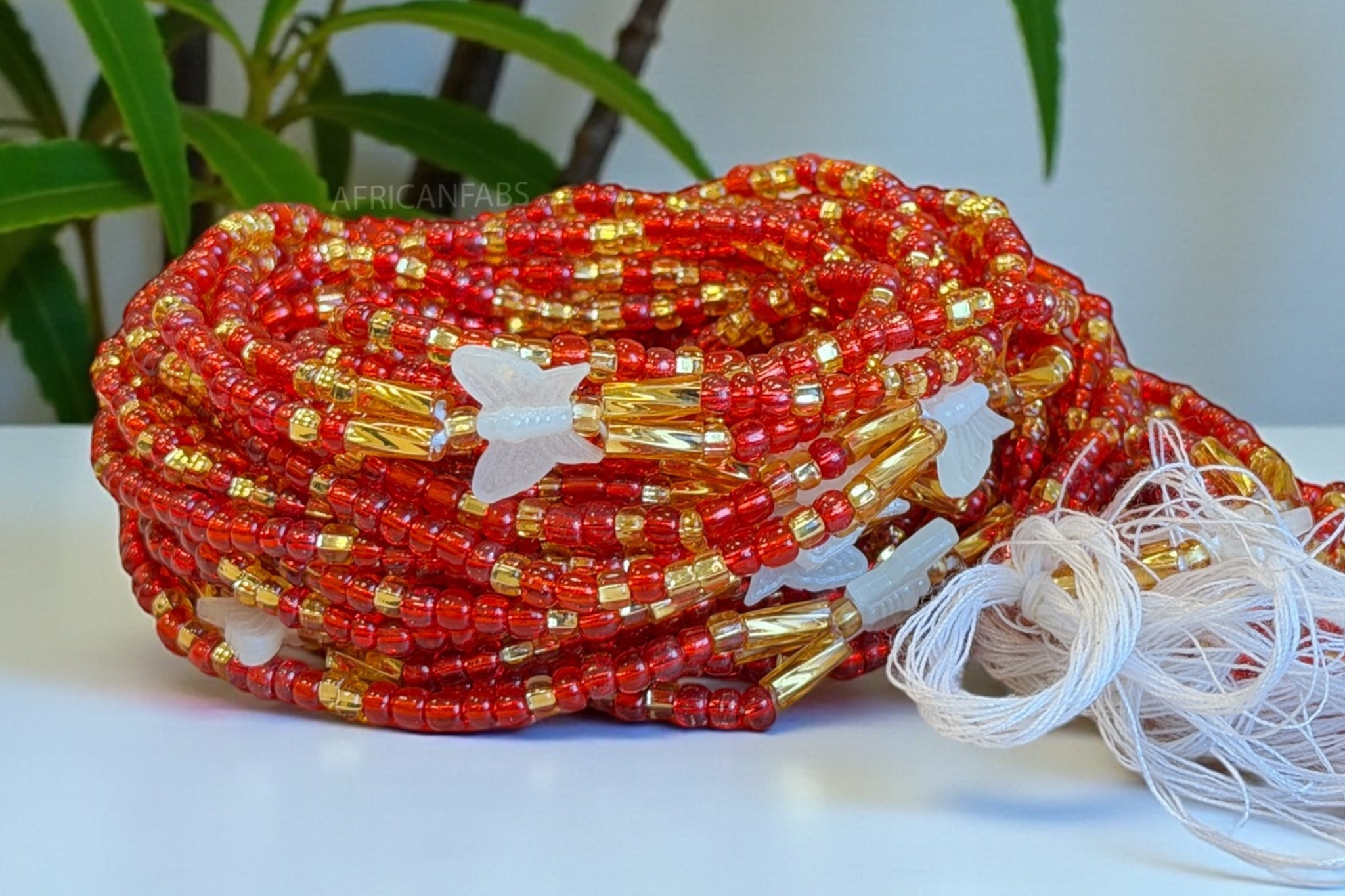 3 in 1 Waist Beads / African Hip Chain - Osime - Red (Traditional non ...