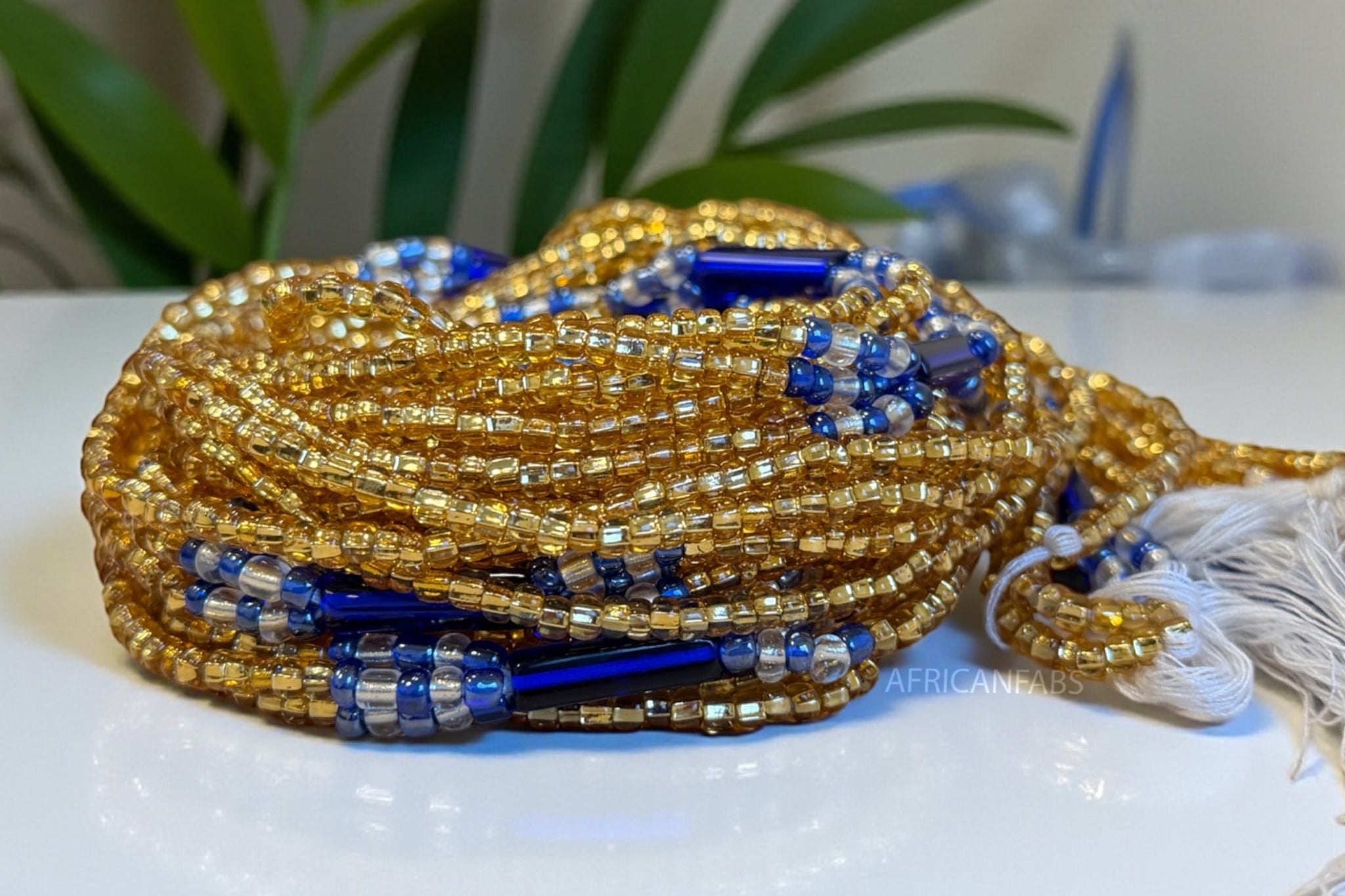 3 in 1 Waist Beads / African Hip Chain - Obim - Blue (Traditional non ...