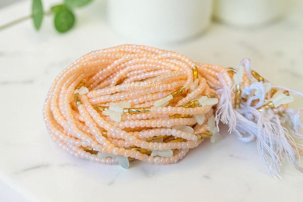 Waist Beads / African Hip Chain - Salmon Butterfly Ifeoma (Traditional non-elastic string)