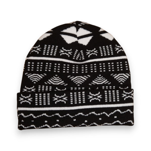 African Print Beanie / Winter hat  - Black White Bogolan