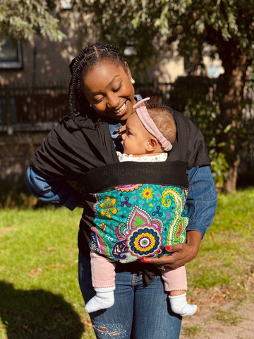 African Print Baby Carrier / Baby sling / baby wrap - Turquoise Purple Paisley
