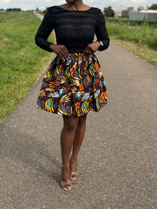 African print mini skirt - Multicolor Feathers