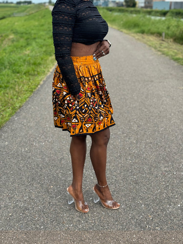 African print mini skirt - Mustard Kampala
