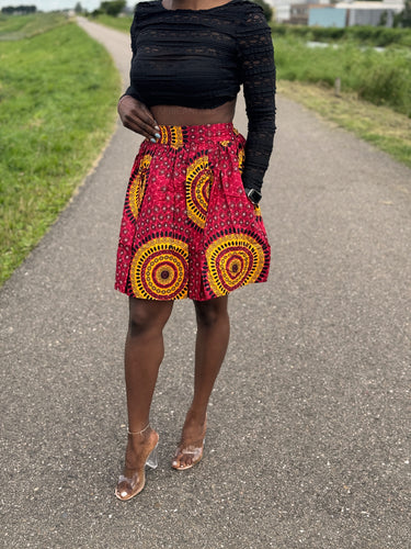 African print mini skirt - Red Dotted Patterns