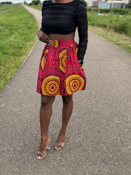 African print mini skirt - Red Dotted Patterns