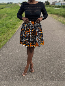 African print mini skirt - Brown Bogolan