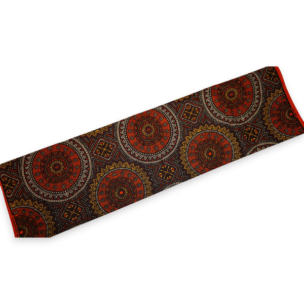 African Wax print fabric - Orange and Brown Sacred Circle Patterns - 100% cotton
