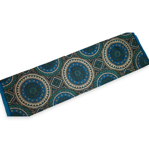 African Wax print fabric - Blue and Teal Sacred Circle Patterns - 100% cotton