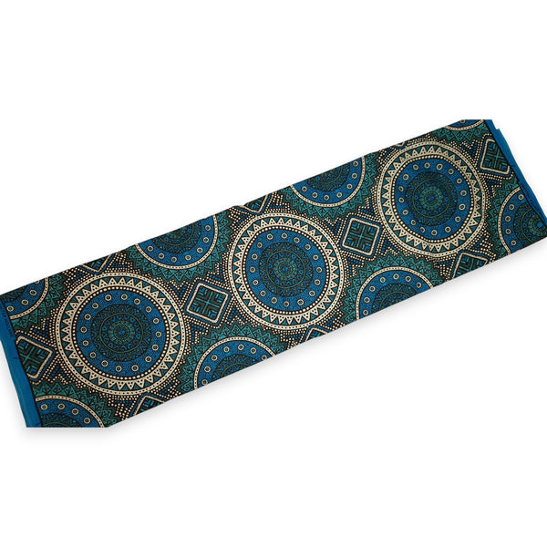 African Wax print fabric - Blue and Teal Sacred Circle Patterns - 100% cotton