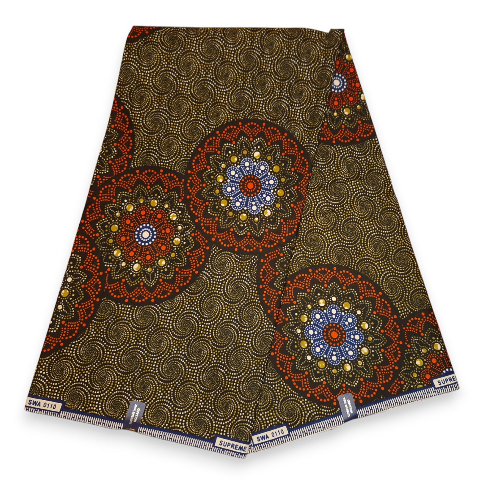 African Wax print fabric - Orange dotted print - 100% cotton