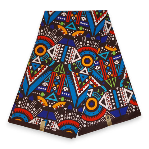 African print fabric - Blue Tribal Patterns - 100% cotton