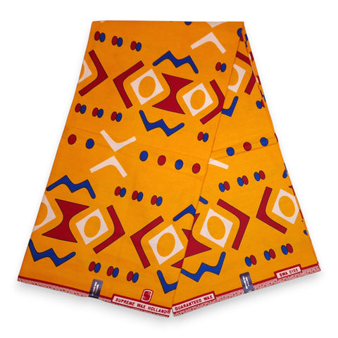 African Wax print fabric - Yellow Bogolan - 100% cotton