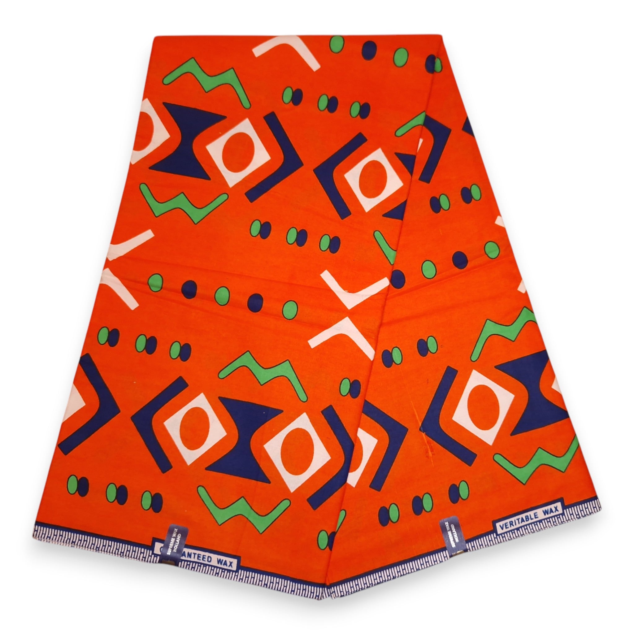 African Wax print fabric - Orange Bogolan - 100% cotton