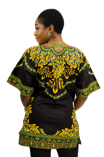 Black Dashiki Shirt / Dashiki Dress - African print top - Unisex