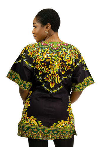 Black Dashiki Shirt / Dashiki Dress - African print top - Unisex