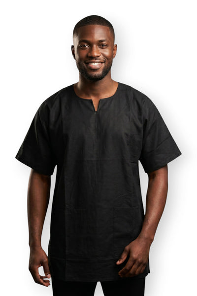 Black Plain Dashiki Shirt / Dashiki Dress - African print top - Unisex