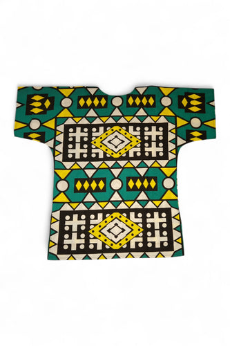 Turquoise Yellow Samakaka Dashiki Shirt / Dashiki Dress - African print top - Unisex