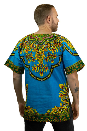 Blue Dashiki Shirt / Dashiki Dress - African print top - Unisex