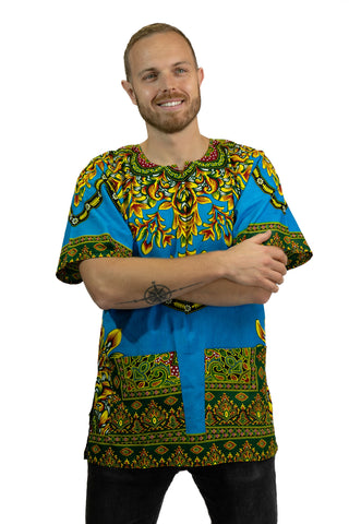 Blue Dashiki Shirt / Dashiki Dress - African print top - Unisex