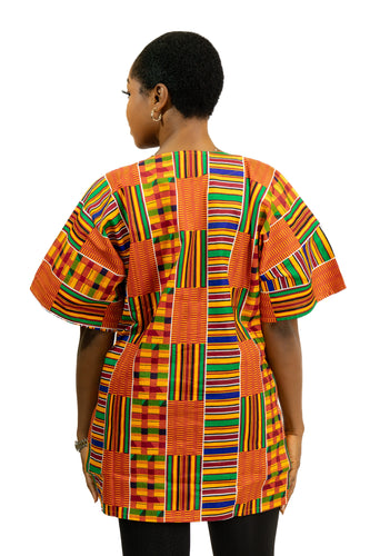 Multicolor Kente Dashiki Shirt / Dashiki Dress - African print top - Unisex