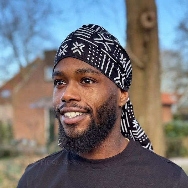 Durag / Du-rag / Do-rag / Bandana - Unisex - Black Bogolan