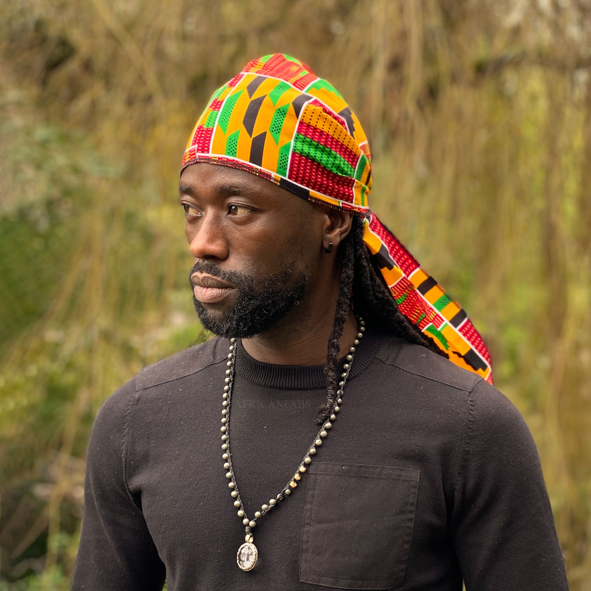 Durag / Du-rag / Do-rag / Bandana - Unisex - Orange / green Kente ...